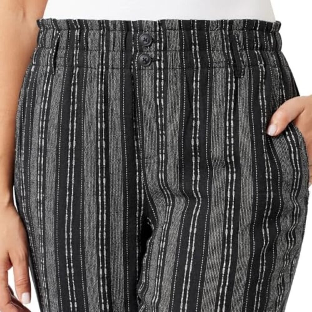 NWT - Briggs Ladies Linen Blend Black and White Pants Black Stripes - Size XL - Picture 4 of 11
